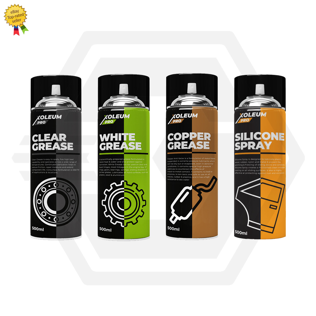 Xoleum Pro Spray Grease Set 4 Pack - CLEAR, WHITE, COPPER Grease, SILICONE Spray