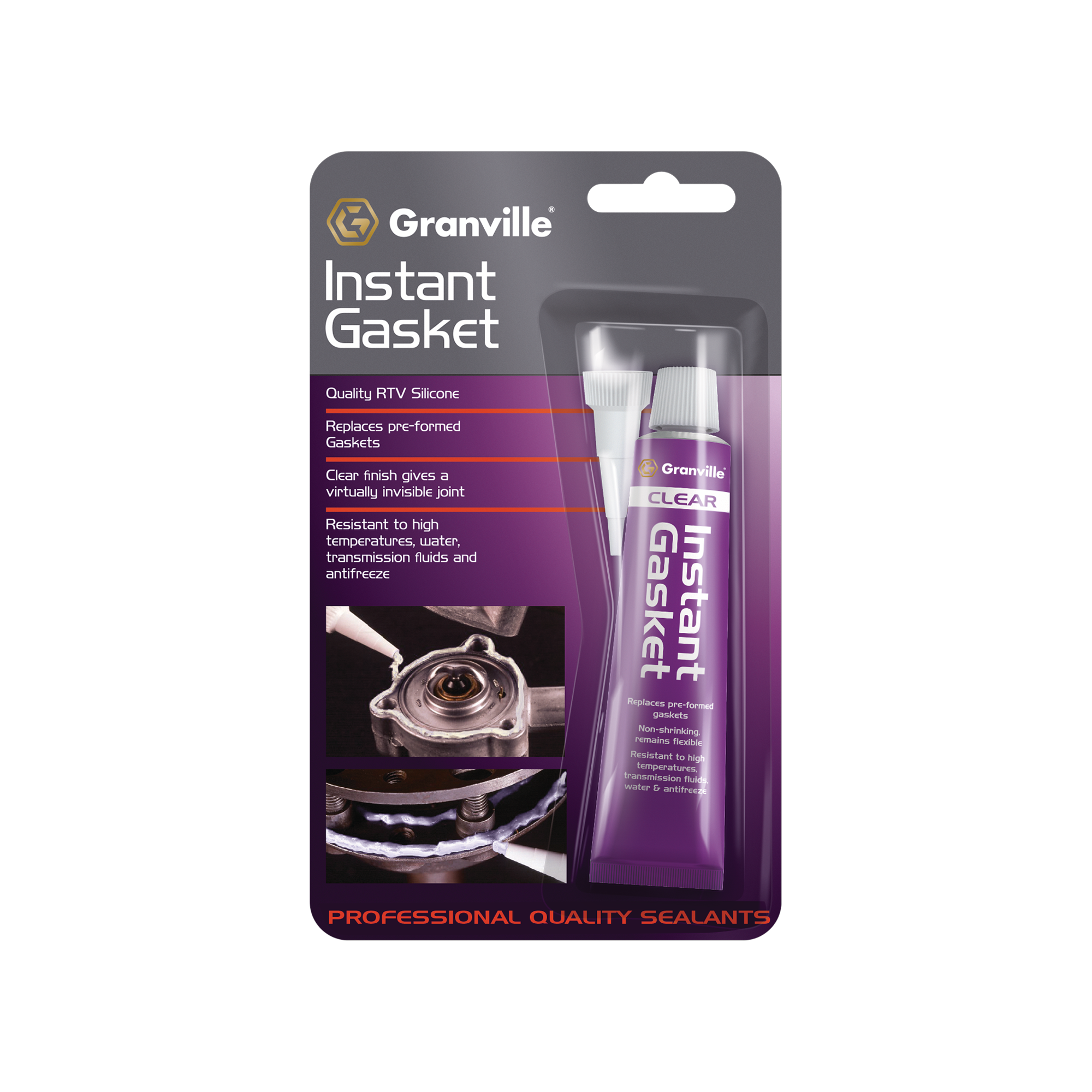 Granville Joint instantané Mastic transparent de qualité RTV en silicone Tube de 40 g