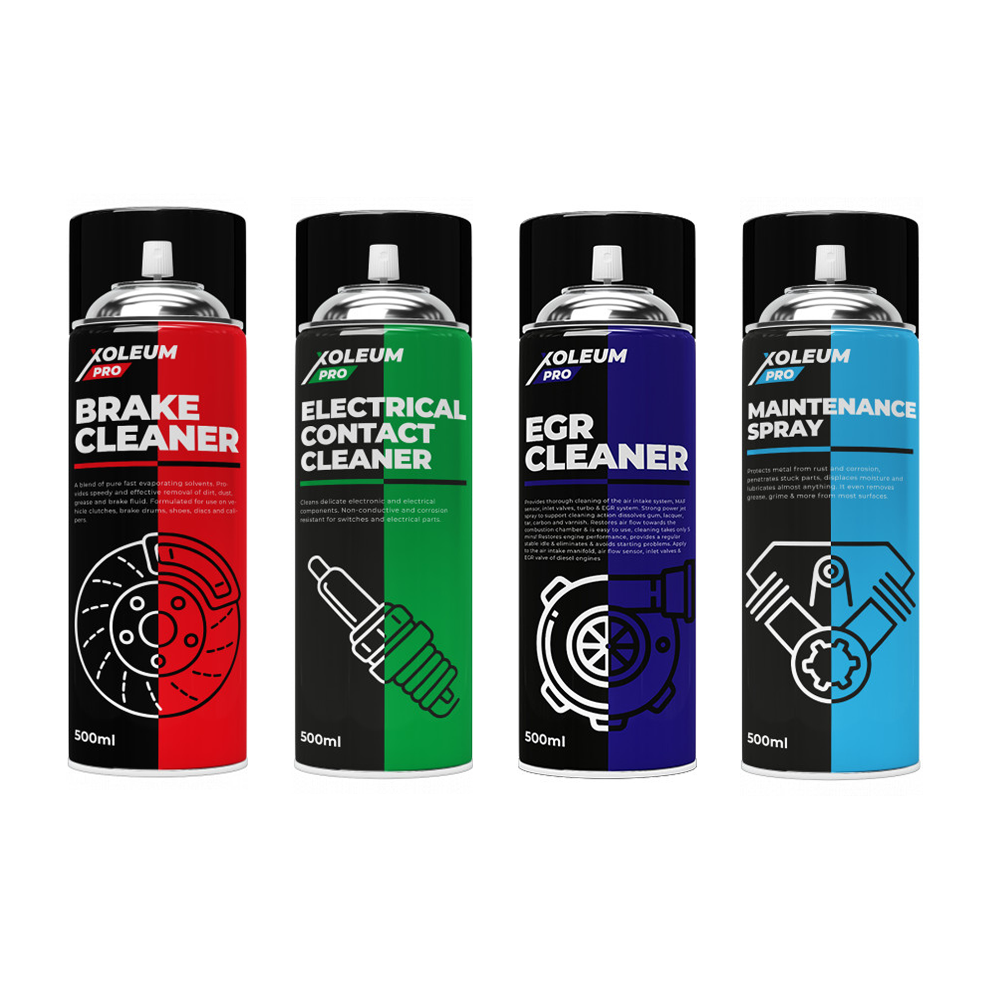 Xoleum Pro Spray Essential Set 4 Pack Frein, EGR, Nettoyant Électrique Entretien