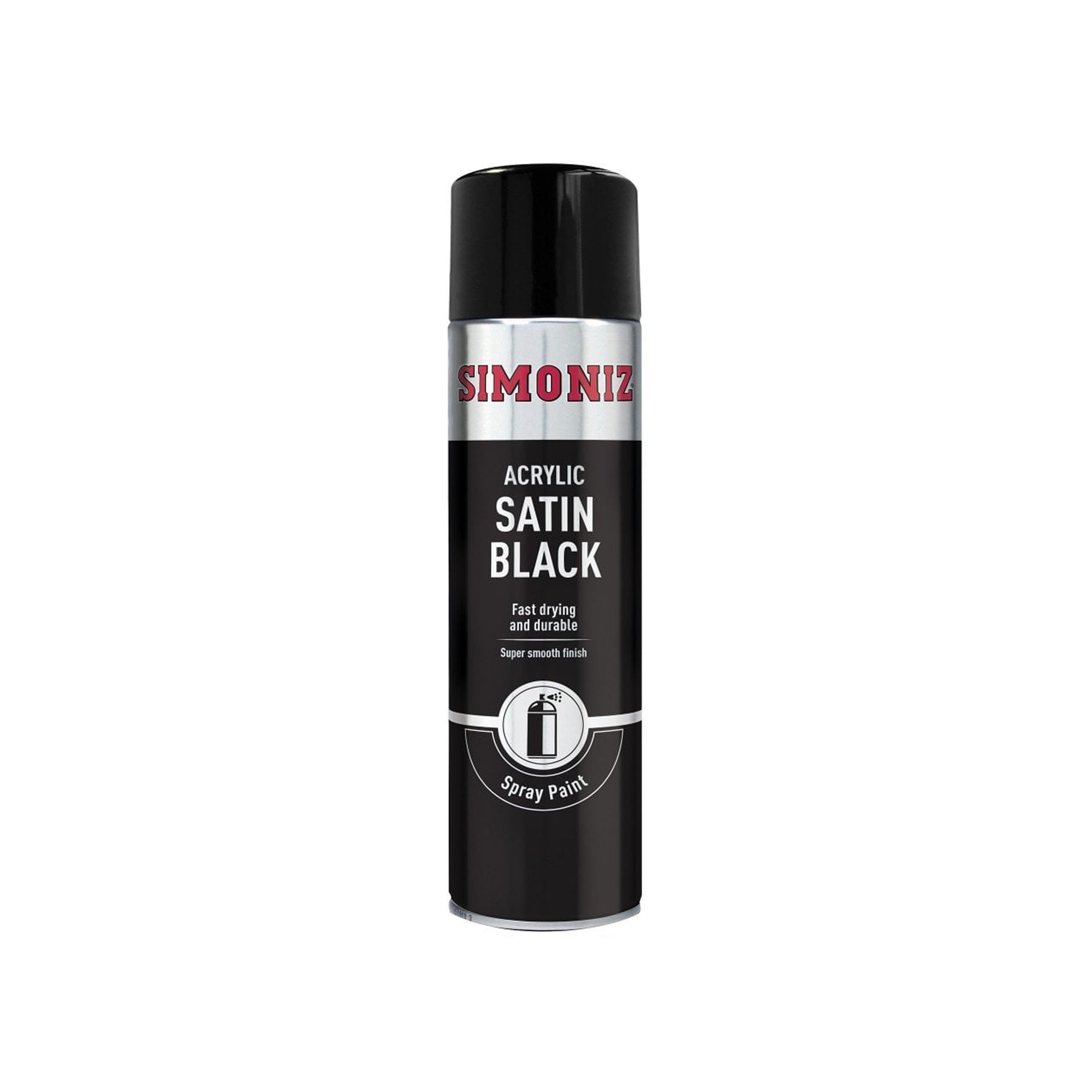 Simoniz Peinture Acrylique Noir Satiné en Aérosol 500 ml Finition Lisse
