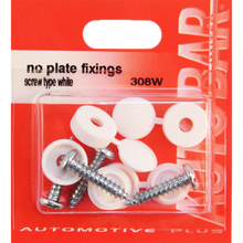Number Plate Mounting Screws – White Fixings (Pack of 4)
