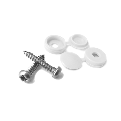 Number Plate Mounting Screws – White Fixings (Pack of 4)