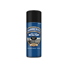 Hammerite Direct To Rust Peinture métallique Noir lisse Boîte de 250 ml et kit de pulvérisation de 400 ml