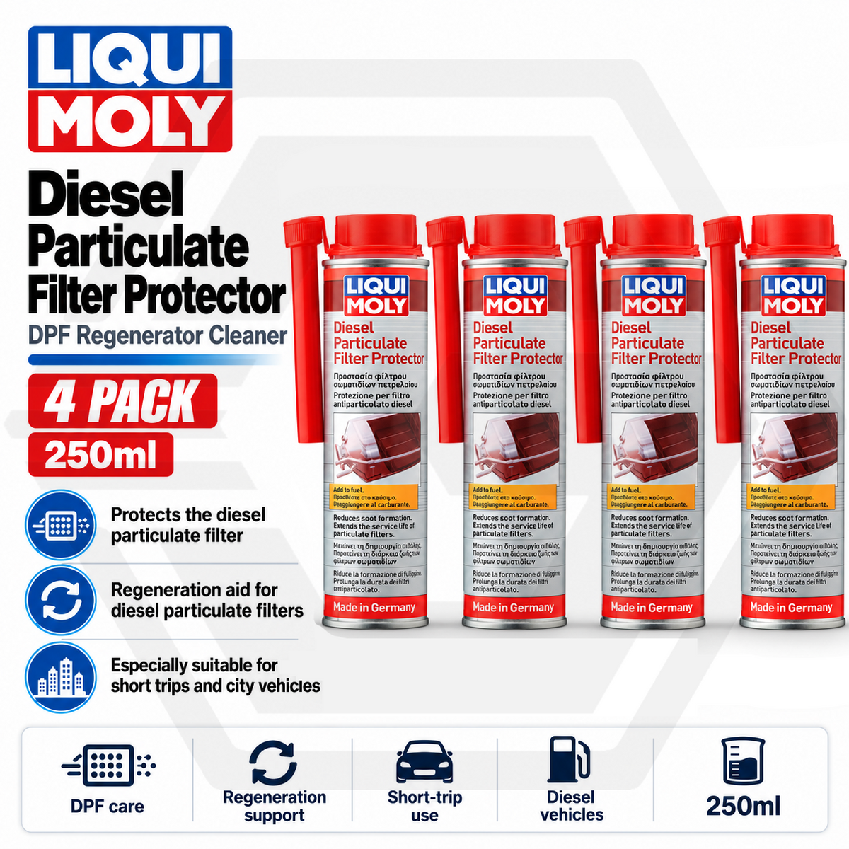 4 x Liqui Moly Diesel Particulate Filter Protector DPF Cleaner Regenerator 250ml