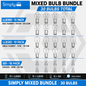 10 X EACH SIMPLY 380 - 382 - 501 BULBS - 5W 12V 21W ASSORTED BRAKE SIDELIGHT