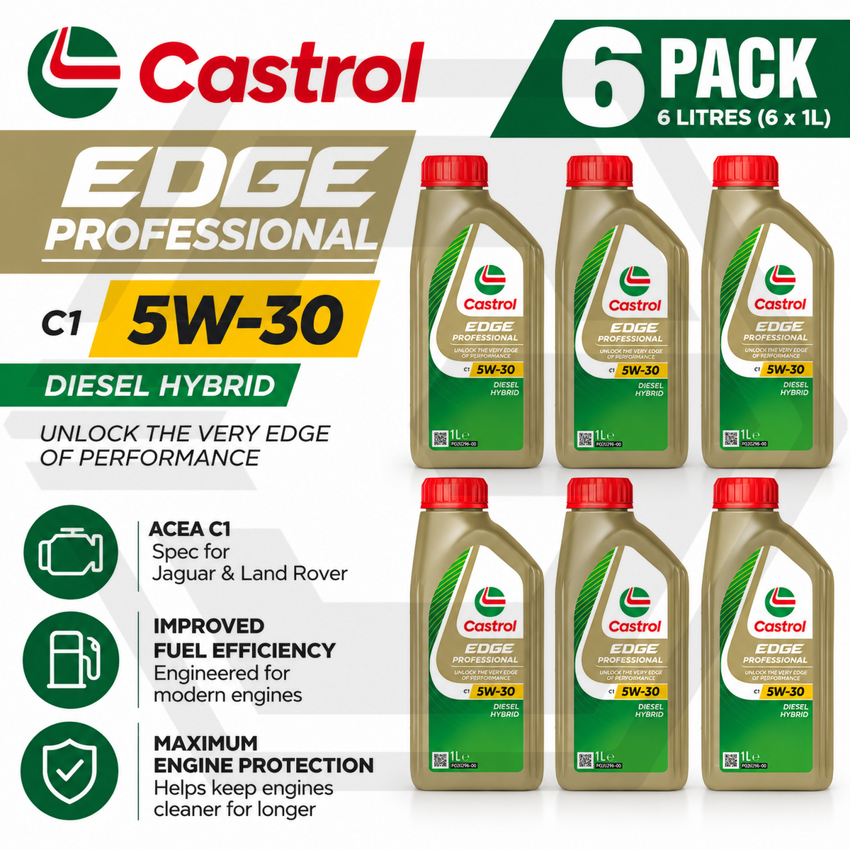 CASTROL EDGE Professional 5W30 C1 Engine Oil 6L - ACEA C1 Fits Jaguar Land Rover