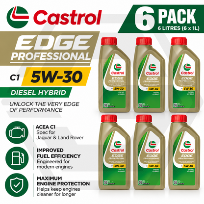 CASTROL EDGE Professional 5W30 C1 Engine Oil 6L - ACEA C1 Fits Jaguar Land Rover