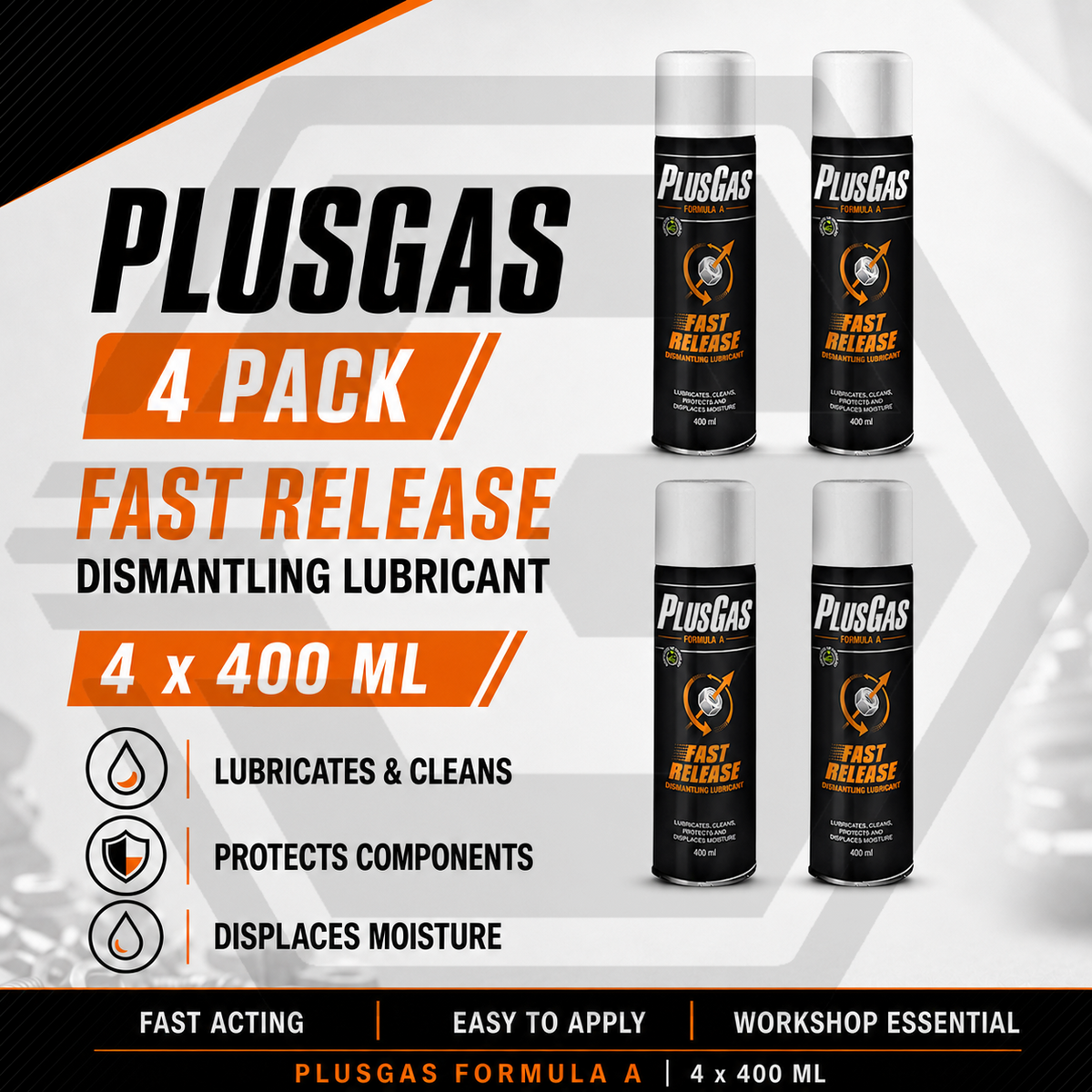 Plus Gas Fast Release 400ML - Dismantling Oil Penetrating Lubricant Fluid Spray