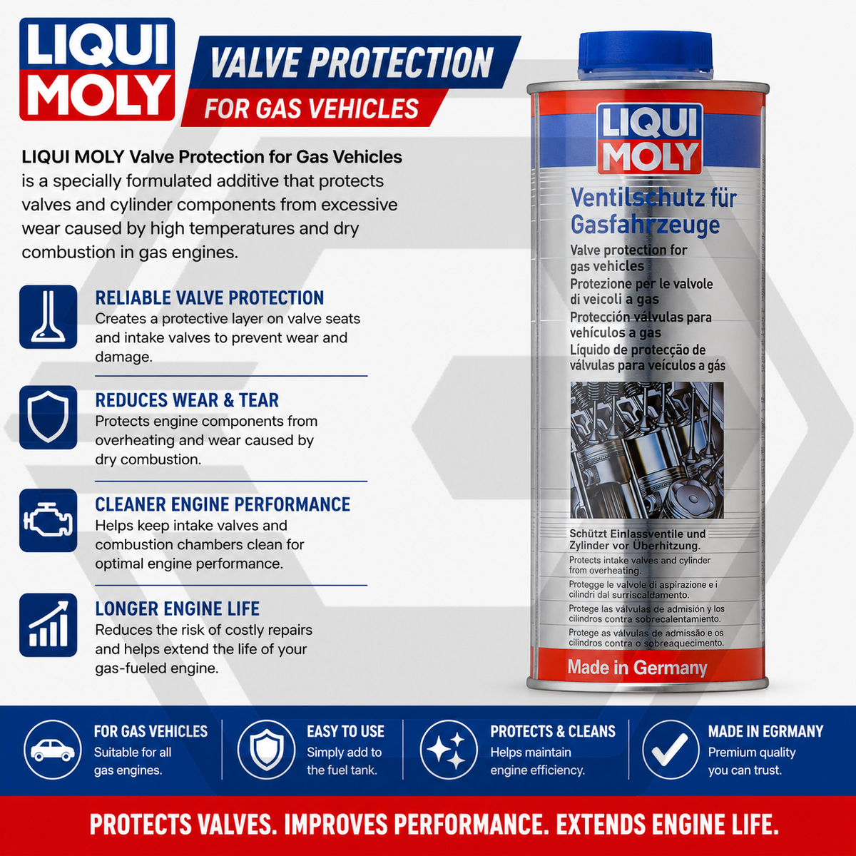 Liqui Moly - Valve Protection for Gas Vehicles - LPG Additive - 1 Litre - 4012