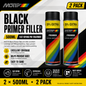 2 x MOTIP BLACK PRIMER FILLER 500ML -For Automotive Car Bodies Spray Paint - NEW