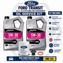 GENUINE FORD TRANSIT CUSTOM 2.0 EcoBlue Oil Service Kit + 5W30 OIL 2021 onwards