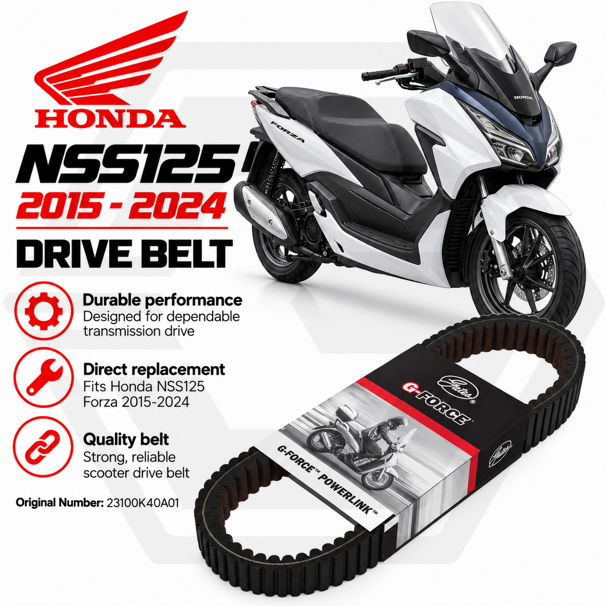 HONDA NSS 125 FORZA 2015-2024 - DRIVE BELT - 23100K40A01 - Gates PL31041