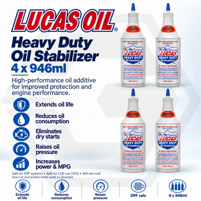 4 x Lucas Heavy Duty Oil Stabilizer Restore Engine Oil Gearbox Treatment 946mL