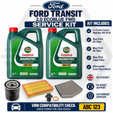 FORD TRANSIT 16-21 2.0L EcoBlue FULL SERVICE FILTERS + GENUINE CASTROL 0W30 OIL