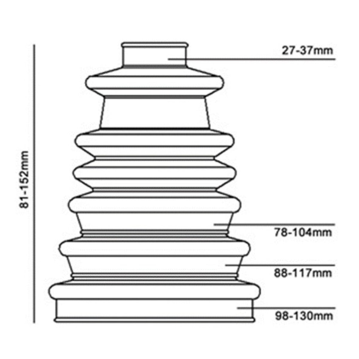 4 x Universal Stretchy Driveshaft CV LARGE Joint Boot Kit Cone - Bailcast CV88
