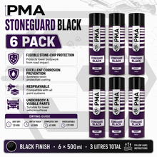 6 X PMA STONE GUARD BLACK 500ML - CAR LOWER UNDERBODY SPRAY PAINT PROTECTANT