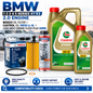 Bosch Oil Filter + Castrol Oil 5W30LL 6L + FLUSH BMW 2.0  1 2 3 4 5 SERIES X1 X3