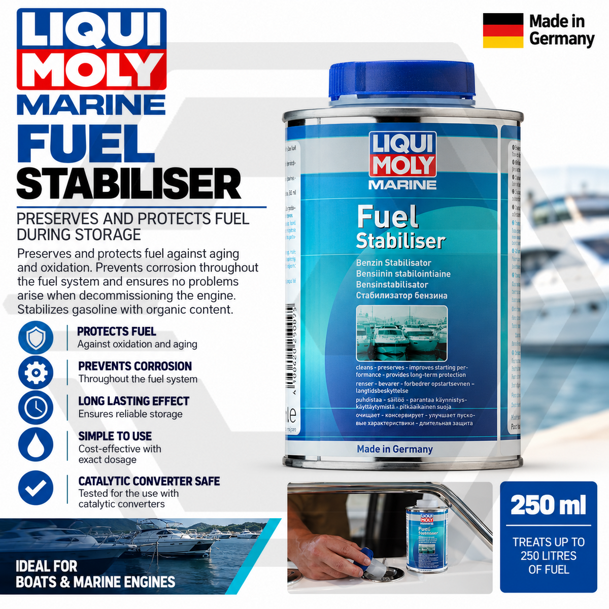 Liqui Moly Marine Fuel Stabiliser 500ml - Prevents Corrosion, Protects Fuel