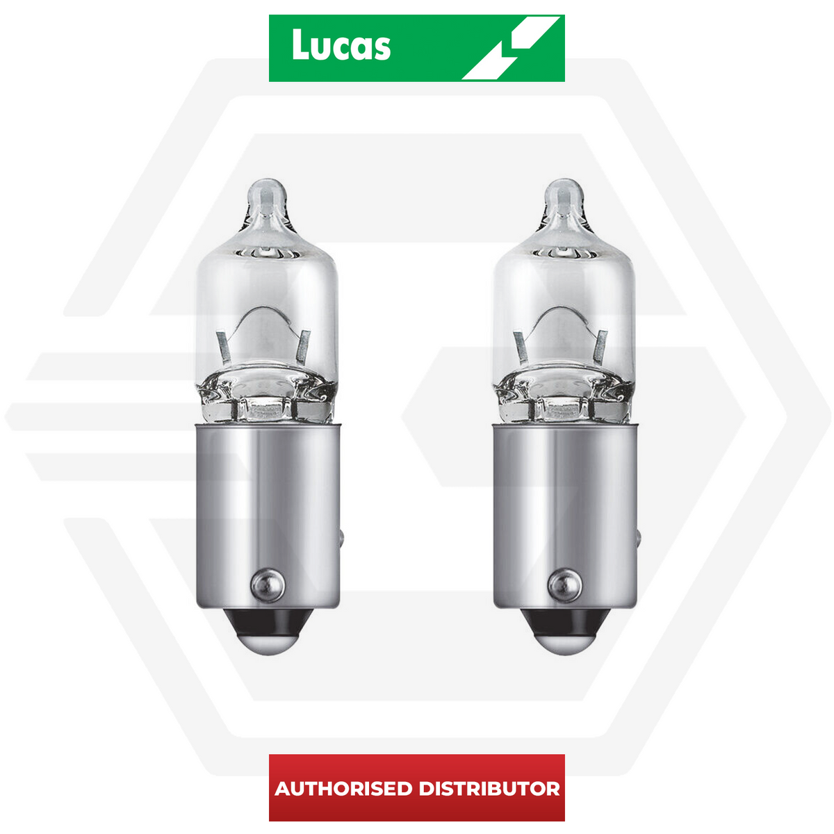 2 x LUCAS LLB434 CAR SIDELIGHT BULBS - BAX9S 12V 6W H6W - CLEAR HALOGEN NEW