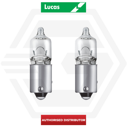 2 x LUCAS LLB434 CAR SIDELIGHT BULBS - BAX9S 12V 6W H6W - CLEAR HALOGEN NEW