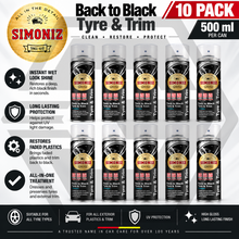 10x Simoniz Tyre and Trim Shine Back to Black Spray Wet Look Shine Plastic 500ml