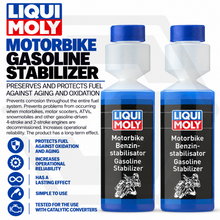 2 x Liqui Moly Motor Bike Fuel Petrol Stabiliser Additive 250ml Treats 50L Fuel