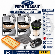 Ford TRANSIT FULL SERVICE KIT + FORD SPECIFICATION 0W30 OIL 2.0 EcoBlue FWD