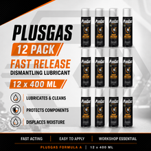 12 x PLUS GAS Fast Release 400ML - Dismantling Oil Lubricant Penetrating Fluid