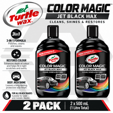 2 x Turtle Wax Color Magic Car Paintwork Polish Restores Faded 500ml Jet Black