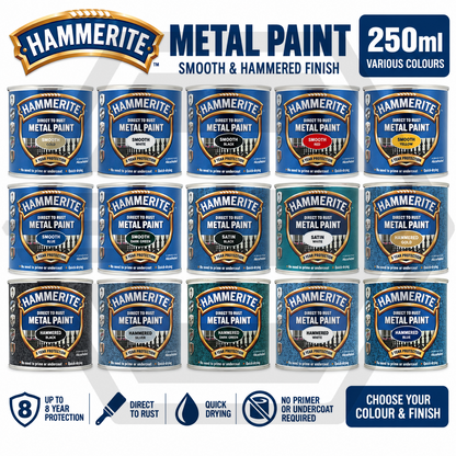 Hammerite Direct To Rust Quick Drying Metal Paint - Various Colours - 250ml