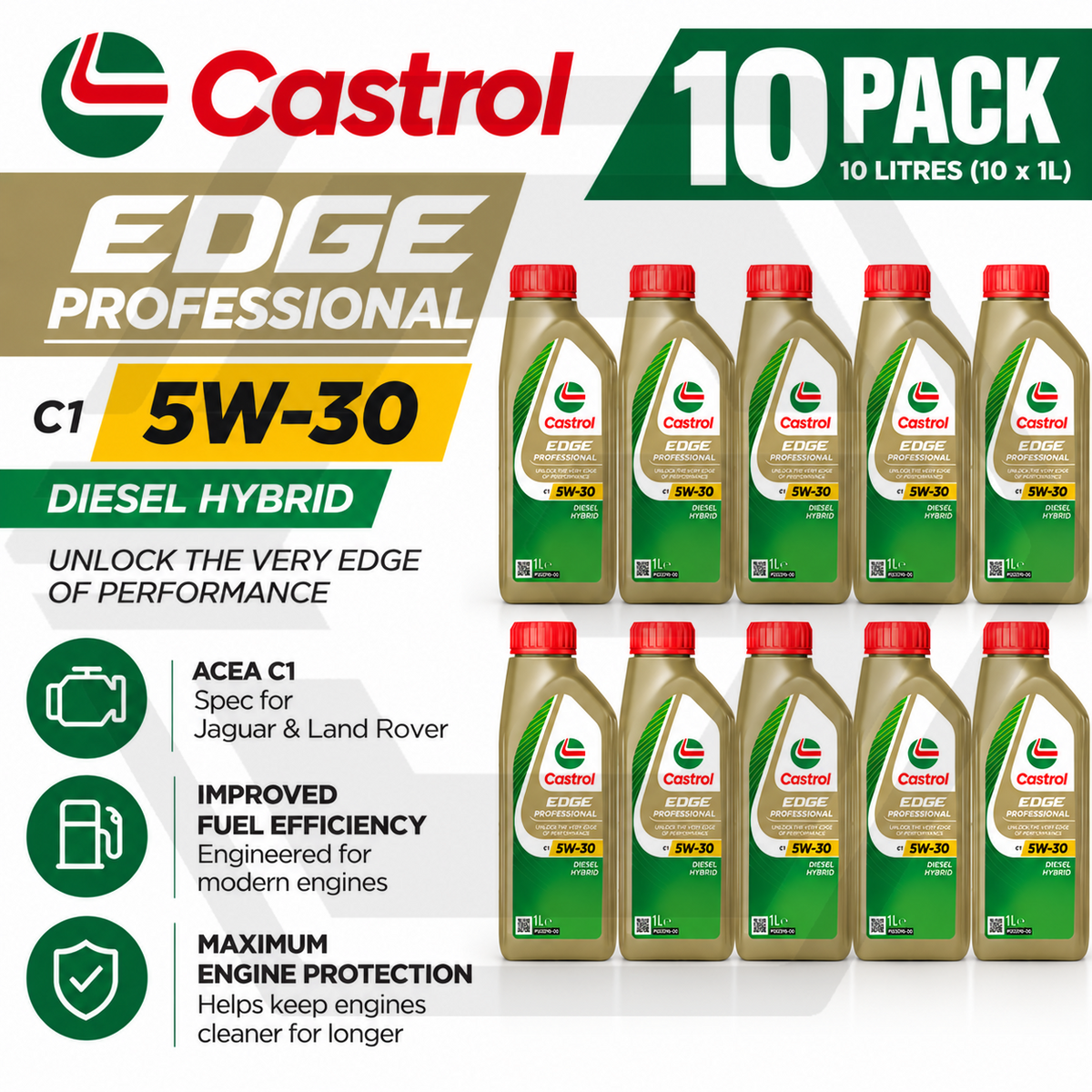 CASTROL EDGE Professional 5W30 C1 Engine Oil 10L ACEA C1 Fits Jaguar Land Rover