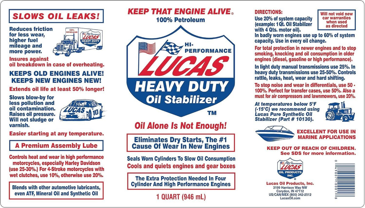 4 x Lucas Heavy Duty Oil Stabilizer Restore Engine Oil Gearbox Treatment 946mL