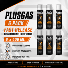 6 x PLUS GAS Fast Release 400ML - Dismantling Oil Lubricant Penetrating Fluid
