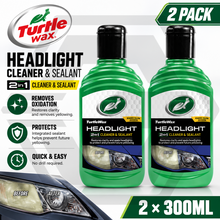 2 x Turtle Wax Headlight Restorer And Sealant Liquid 300ml - Improve Brightness