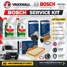 VAUXHALL MOVANO 2.3 dCi Full BOSCH Service Kit + 10L CASTROL GTX 5W-30 RN17 Oil