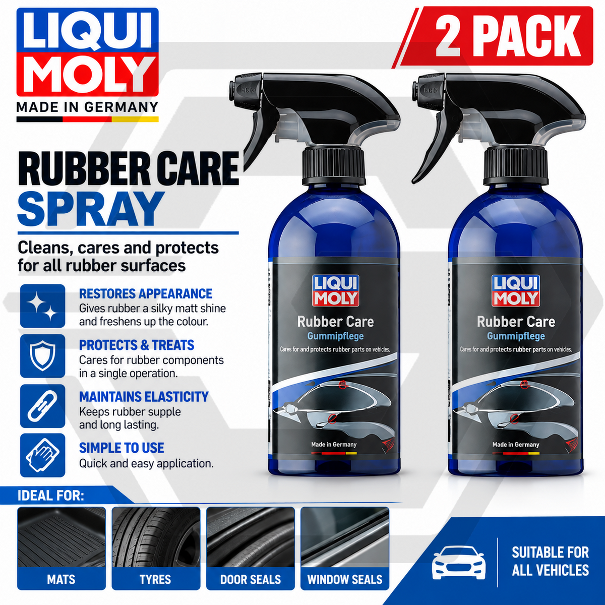 2x Liqui Moly Car Rubber Care Spray Restorer Trim Door Window Seal Cleaner 500ml