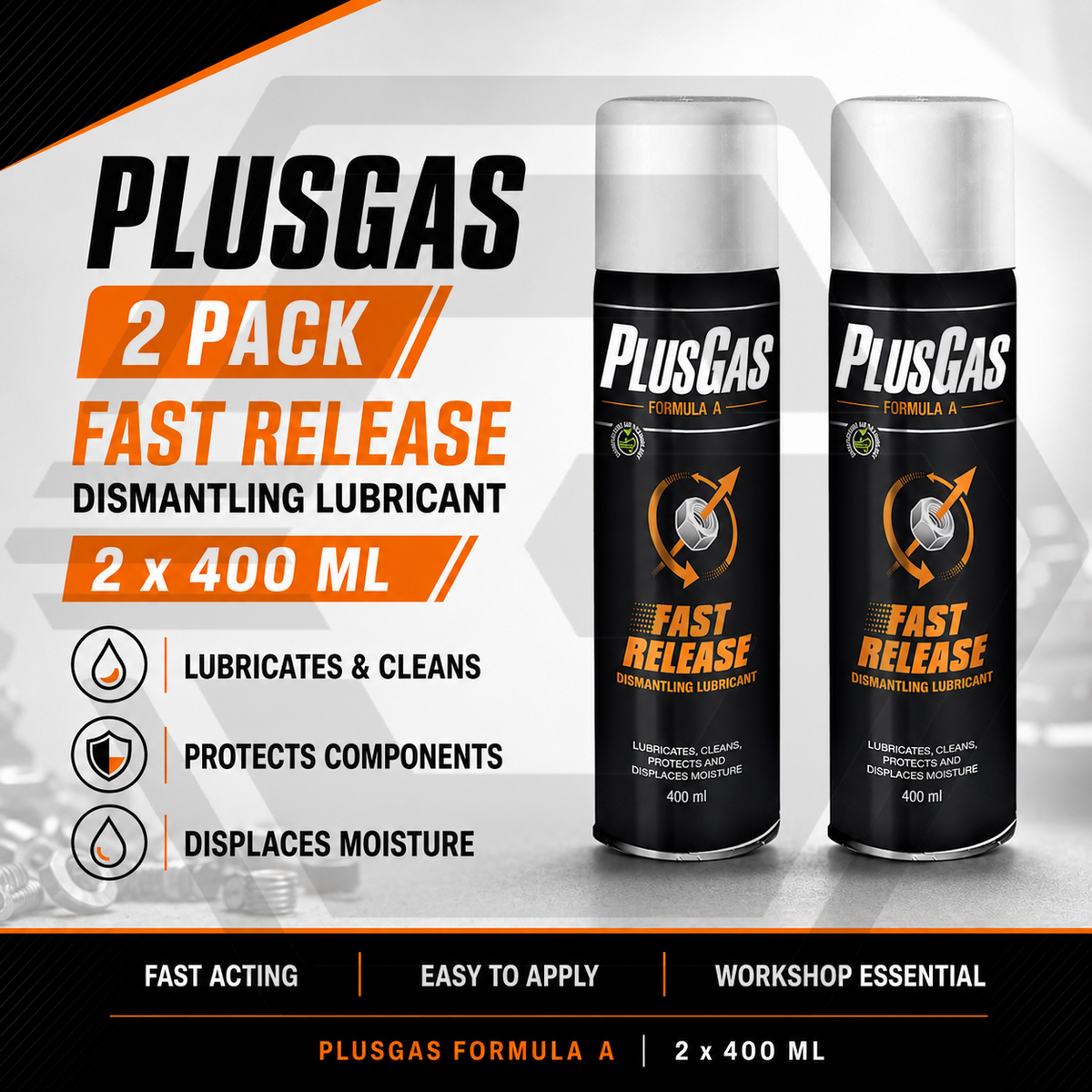 Plus Gas Fast Release 400ML - Dismantling Oil Penetrating Lubricant Fluid Spray