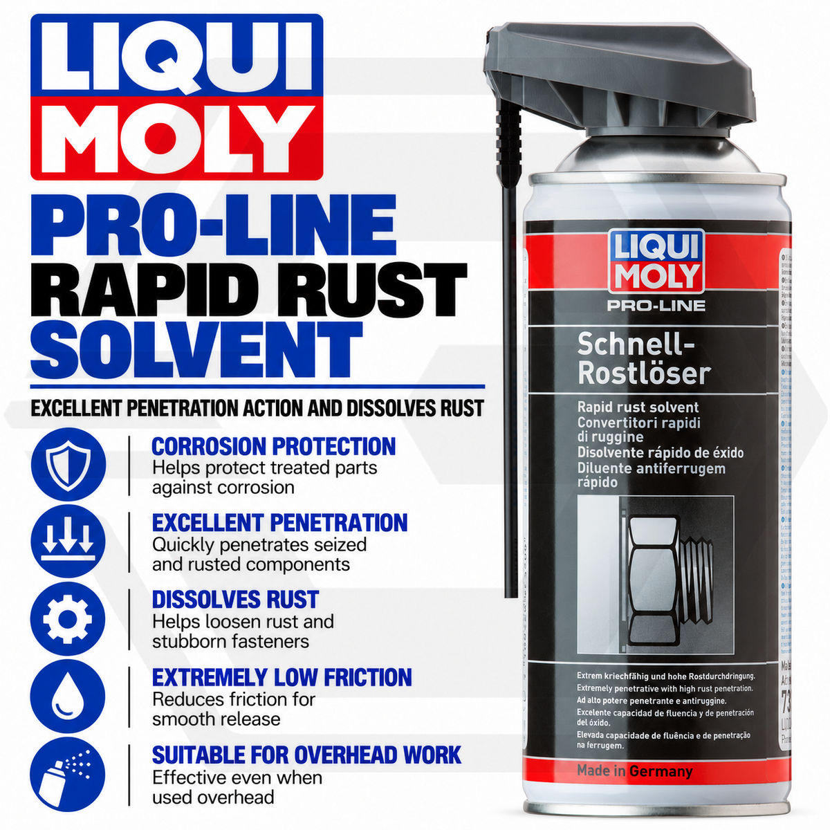 Liqui Moly Pro-Line Rapid Rust Solvent 400ml Aerosol - Dissolves Rust and Dirt