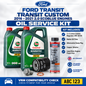 FORD TRANSIT 2016-2021 2.0L ECOBLUE Mahle Oil Service Kit + Castrol 0W30 + Flush