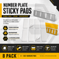 Number Plate Sticky Pads Heavy Duty - Double Sided Adhesive Weatherproof  8 PACK