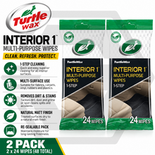 2 x Turtle Wax Interior Multi-Purpose Wipes - Fabrics, Carpets, Vinyl, Rubbers