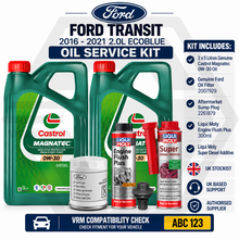 GENUINE FORD TRANSIT 2.0 ECOBLUE 2016-2021 Castrol 0W30 Service Kit + Additives