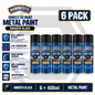 6 X HAMMERITE SMOOTH BLACK Aerosol - Direct to Rust - Metal Spray Paint 400ml