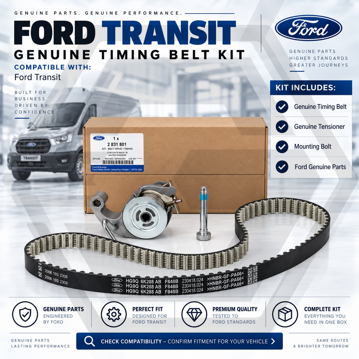 Genuine Ford Transit 2.0 EcoBlue Timing Wet Belt Kit OEM Replacement New