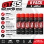 6 x GT85 Spray Lubricant - Penetrator Cleaner Water Displacer Corrosion 400ml