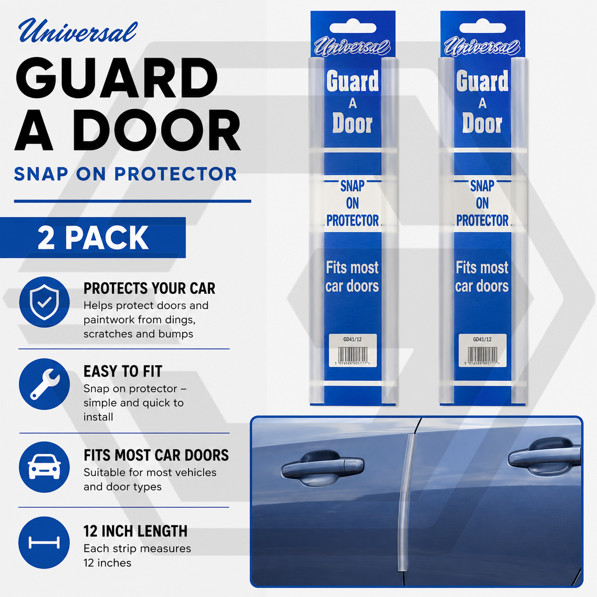 4 X Universal 12 Inch CLEAR Door Edge Protector Chip Guard - PROTECTS CAR & VAN