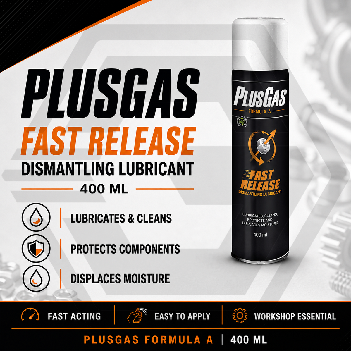 Plus Gas Fast Release 400ML - Dismantling Oil Penetrating Lubricant Fluid Spray