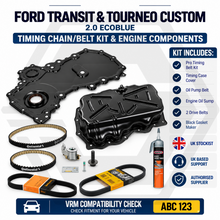 FORD TRANSIT 2.0 ECOBLUE - Timing Belt Kit + 3 Belts + Timing Cover + Sump Pan