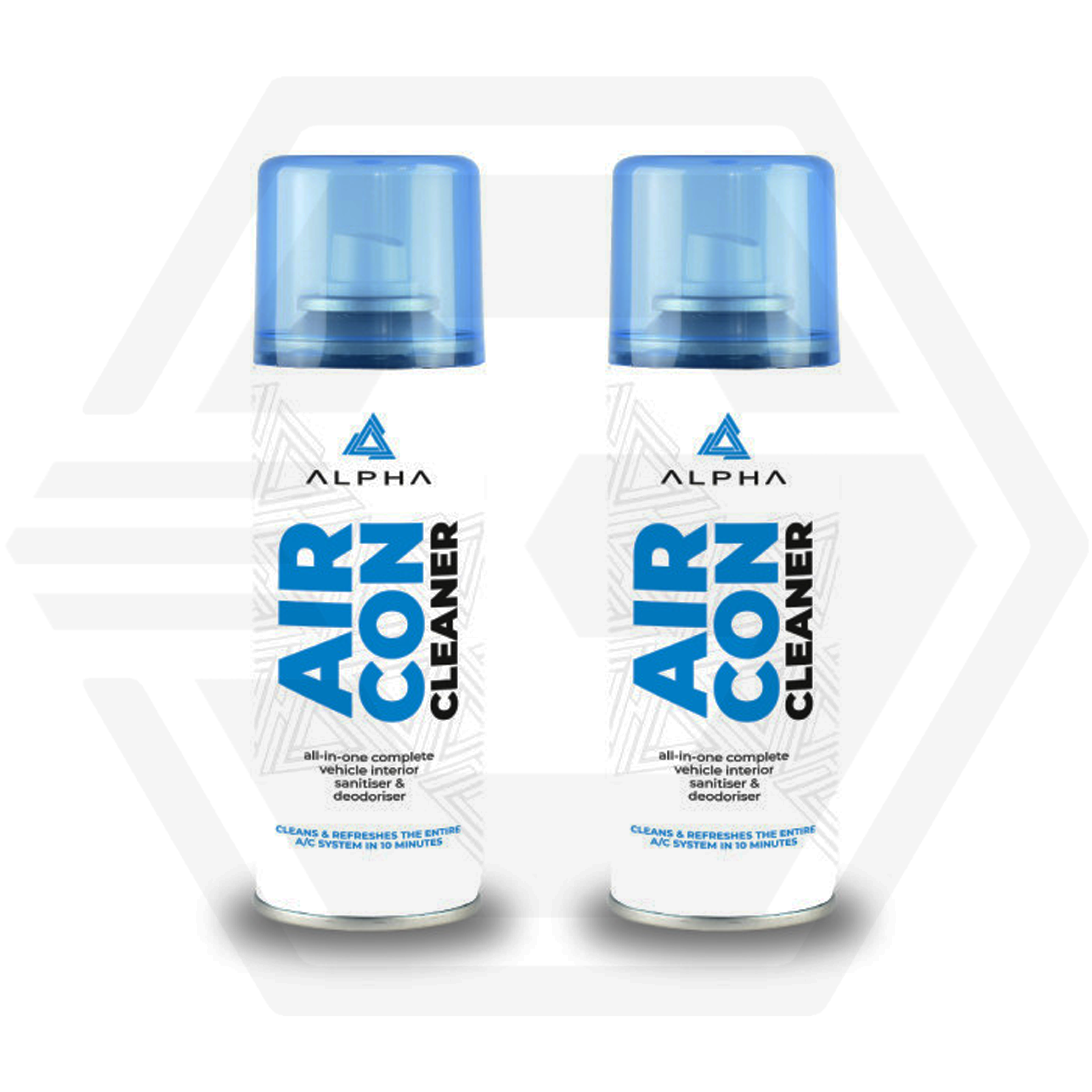 2 x ALPHA Air Con Cleaner 150ml - Car Sanitiser & Deodoriser -  FRESH SCENT