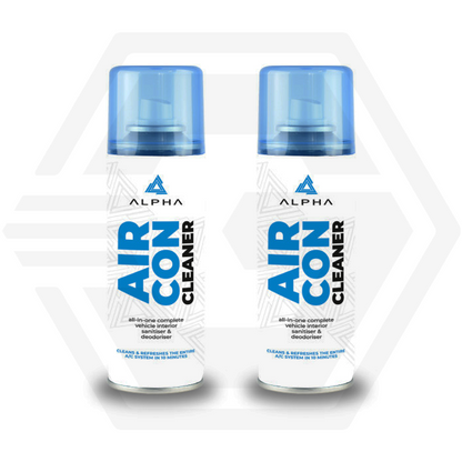 2 x ALPHA Air Con Cleaner 150ml - Car Sanitiser & Deodoriser -  FRESH SCENT